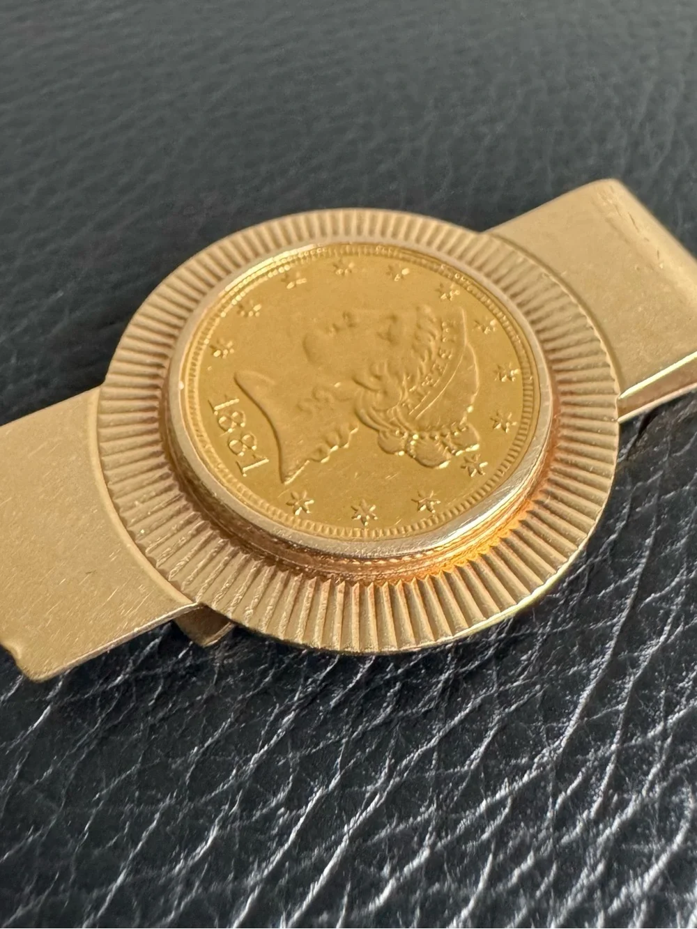14k Yellow Gold With 1881 5 Dollar Gold Liberty Coin Money Clip